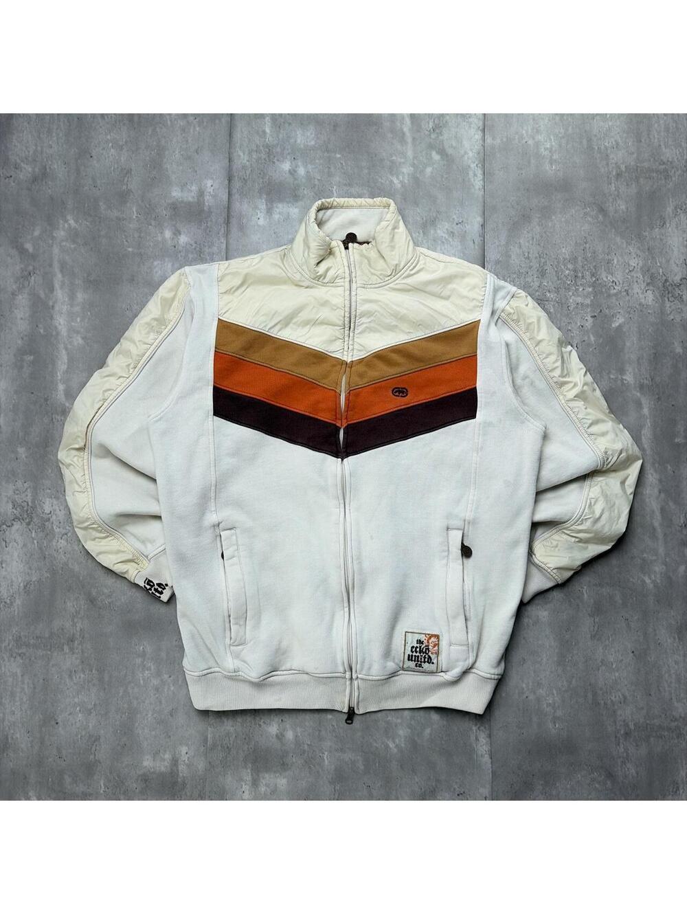 Y2K White Ecko Unltd Grunge Skater Zip Up Jacket